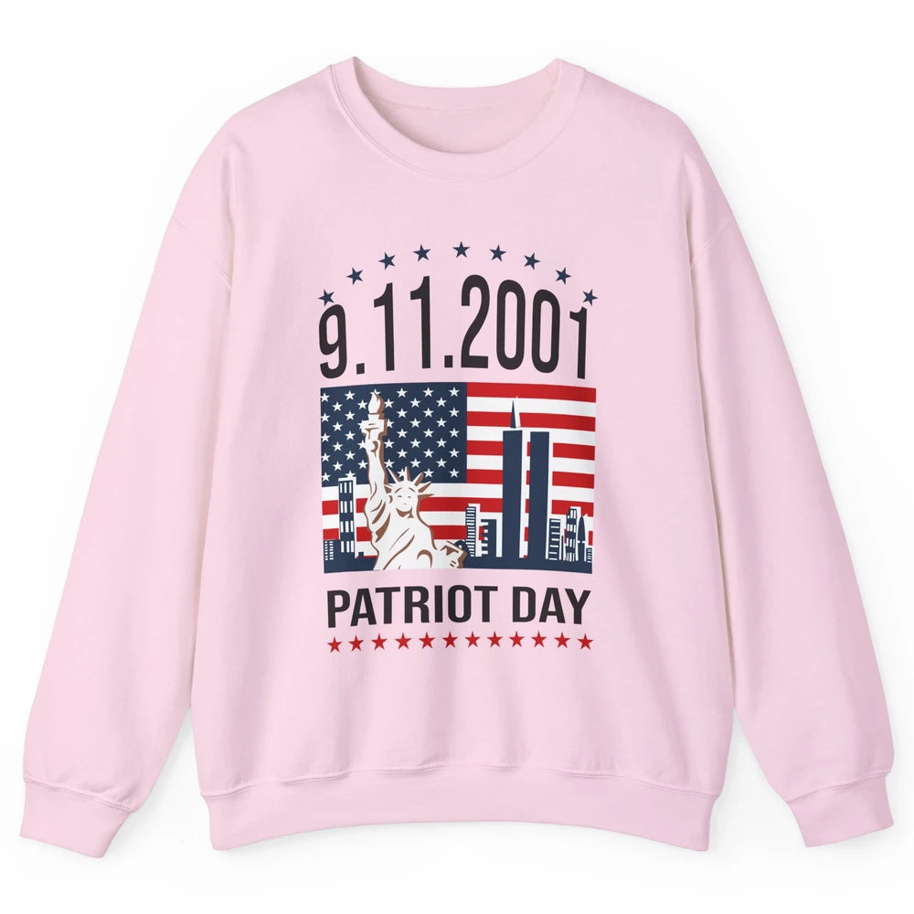 Never Forget 9-11-2001 American Flag Patriotic Memorial Day Unisex Crewneck Sweatshirt