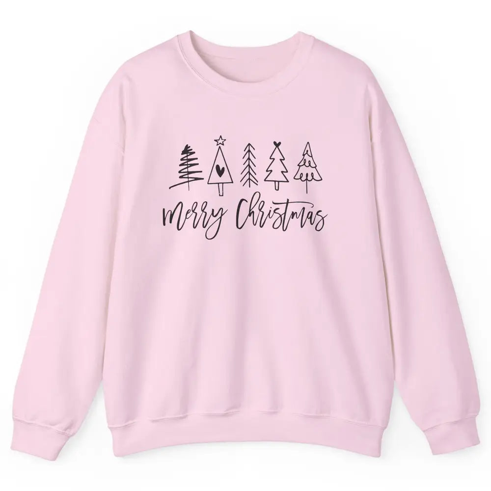 Merry Christmas Tree Heart Doodle Drawing Christmas Costume Unisex Crewneck Sweatshirt
