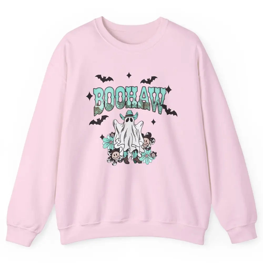 Retro Cowboy Ghost Boohaw Boot Scooting Western Halloween Unisex Crewneck Sweatshirt
