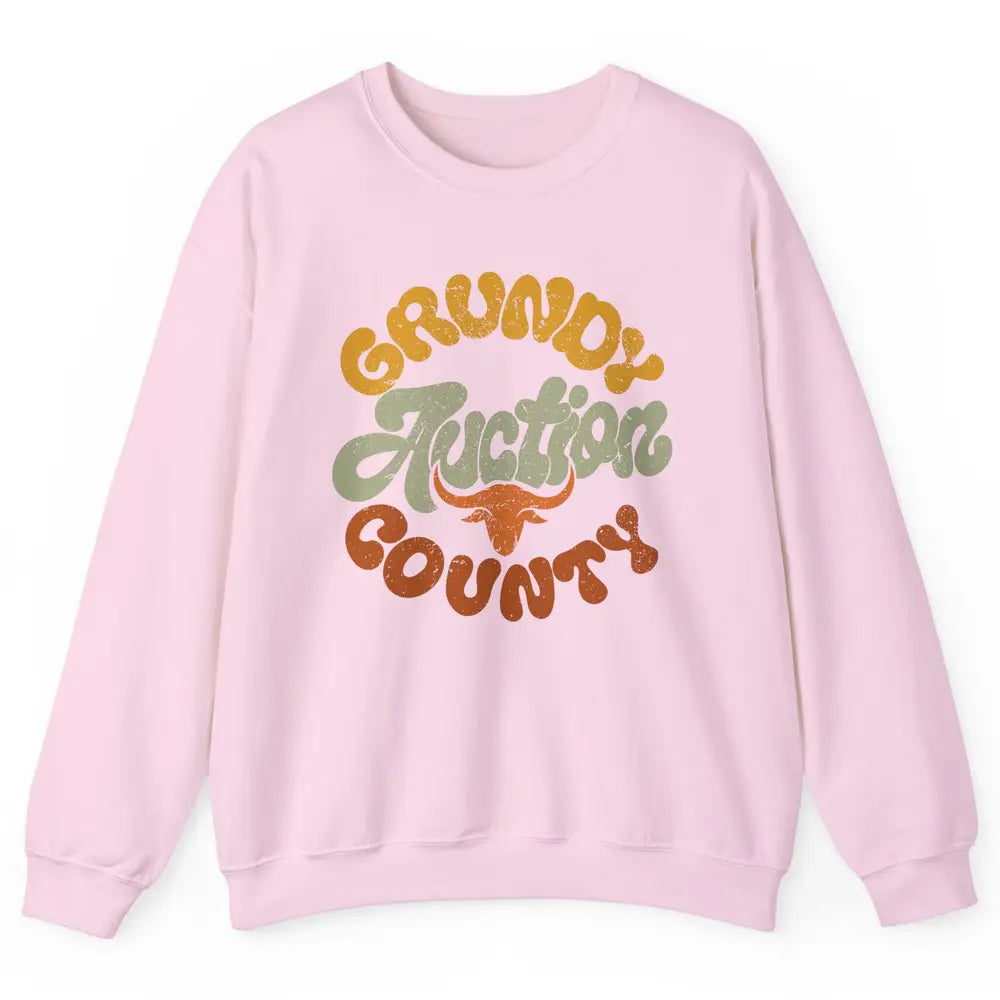 Retro Cow Cattle Grundy County Auction Western Country Farm Unisex Crewneck Sweatshirt