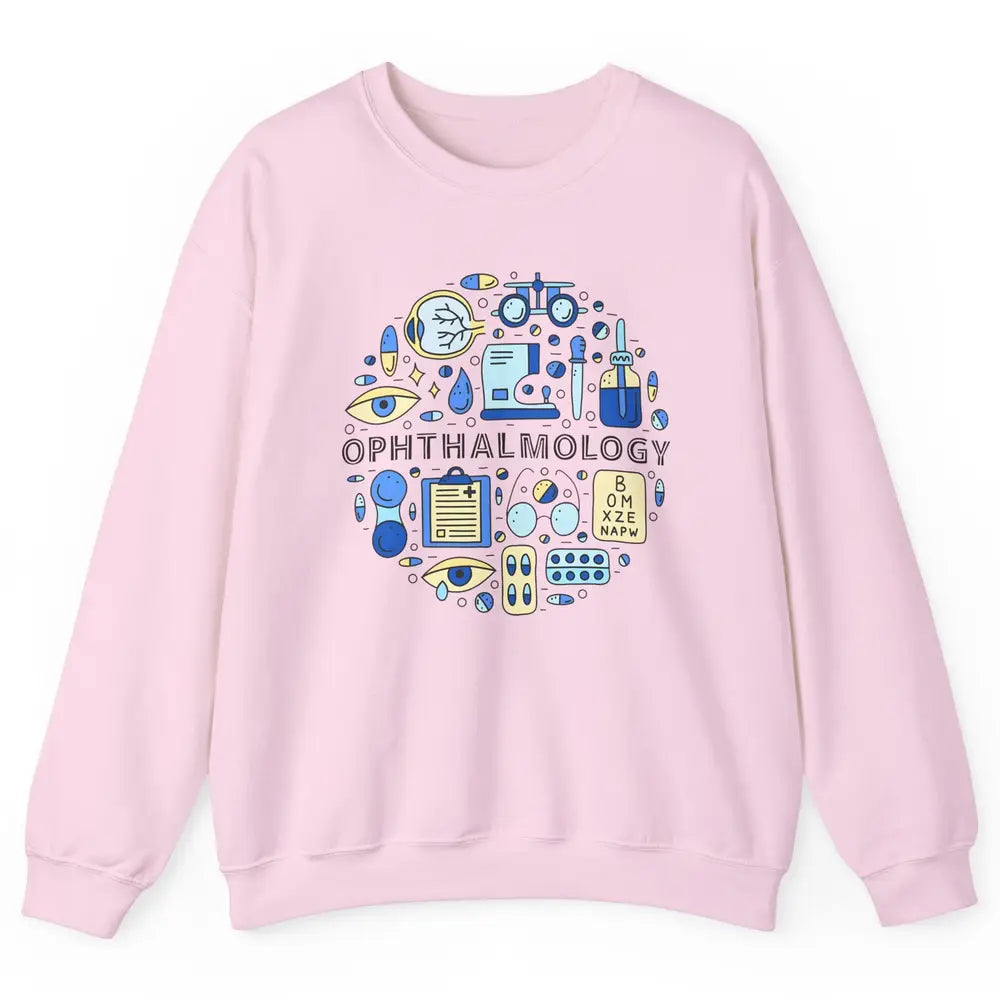 Optometrist Eye Chart Phoropter Symbols Ophthalmology Tech Unisex Crewneck Sweatshirt