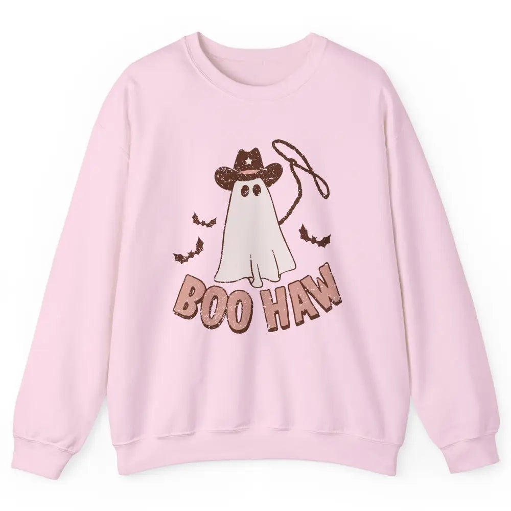 Retro Cowboo Boo Haw Ghost Fall Spooky Season Western Cowboy Unisex Crewneck Sweatshirt