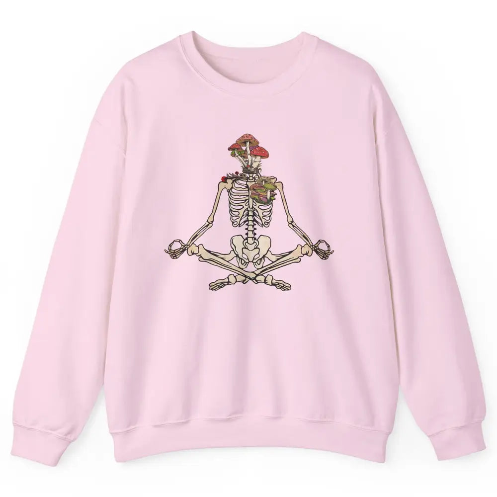 Vintage Skeleton Rib Mushroom Yoga Plants Lover Gardening Unisex Crewneck Sweatshirt