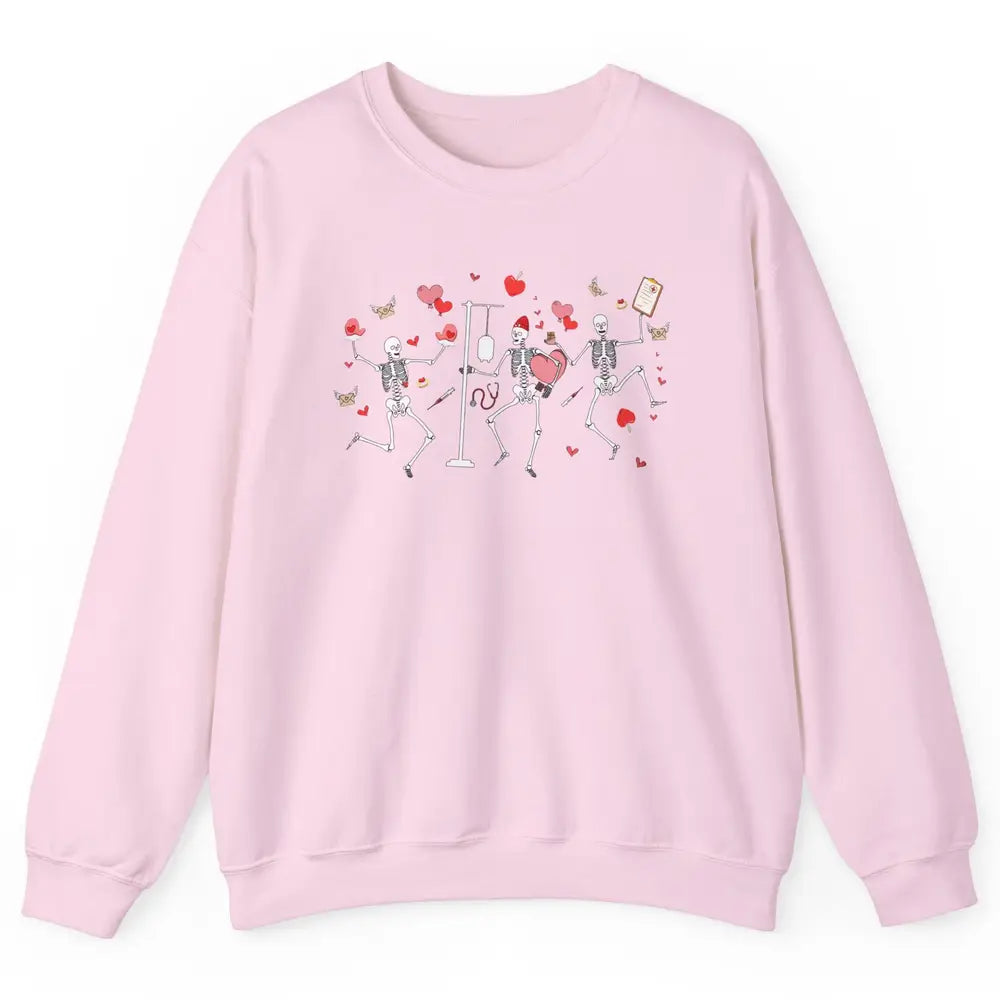 Nurse Skeleton Dance Roses Are Red Inside I'm Dead Valentine Unisex Crewneck Sweatshirt