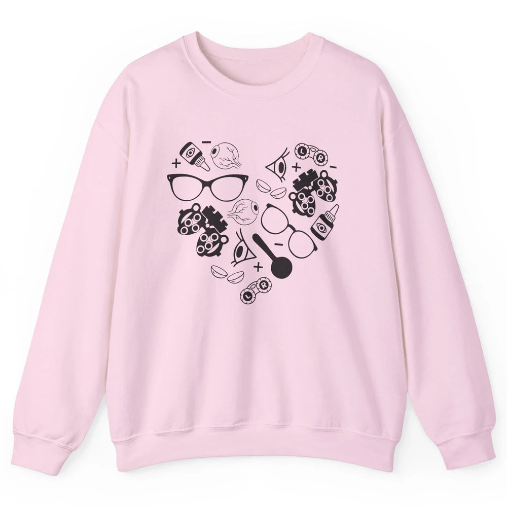 Optometry Ophthalmic Technician Symbols Heart Optician Life Unisex Crewneck Sweatshirt