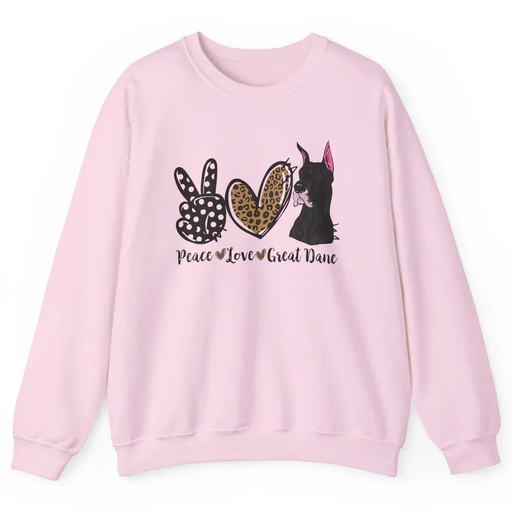 Peace Love Great Dane Dog Mom Dad Great Dane Lovers Leopard Unisex Crewneck Sweatshirt