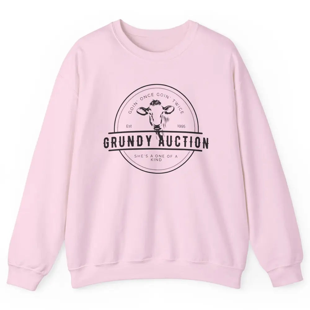 Retro Cow Cattle Grundy County Auction Western Country Farm Unisex Crewneck Sweatshirt