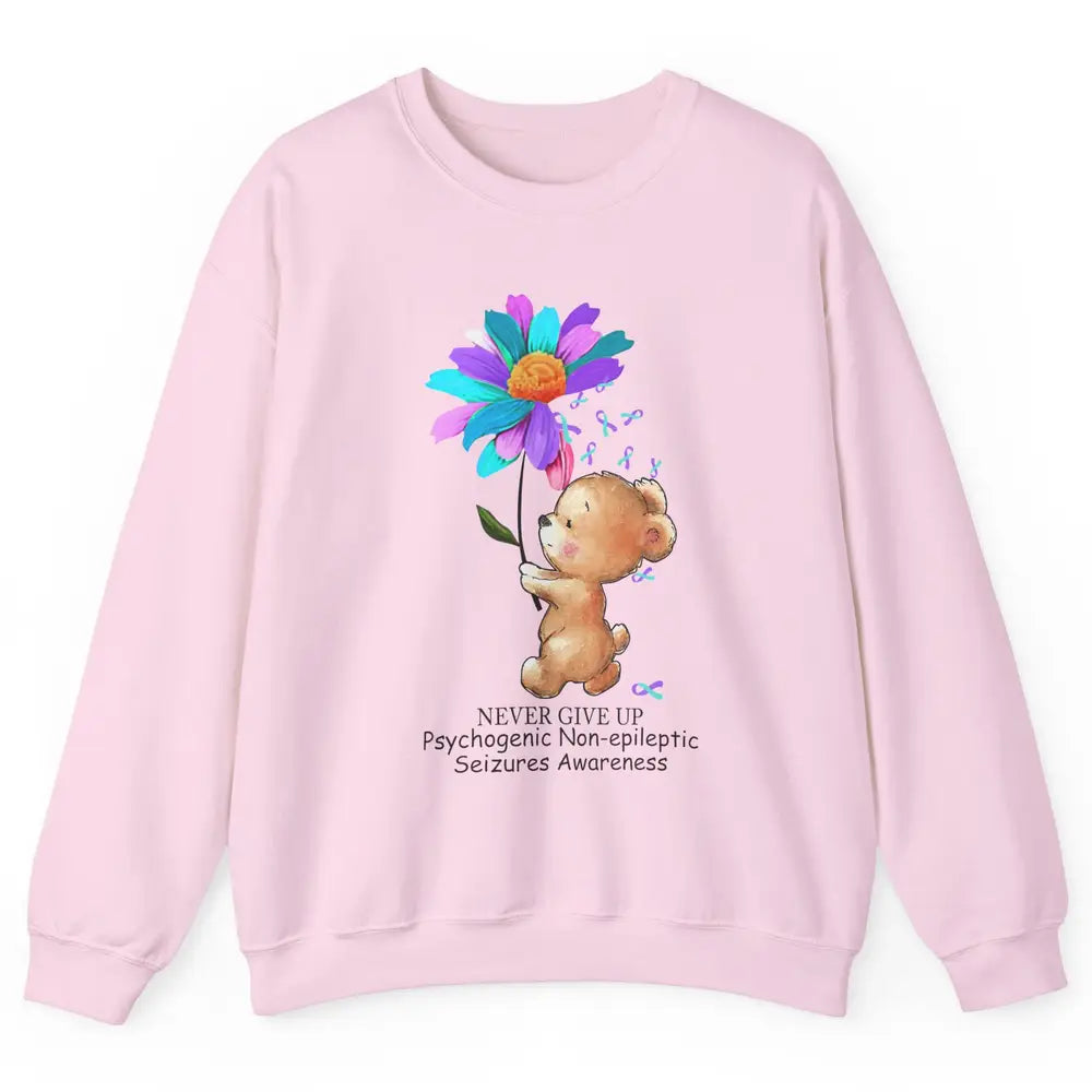 PNES Awareness Purple Teal Ribbon Sunflower Baby Elephant Unisex Crewneck Sweatshirt