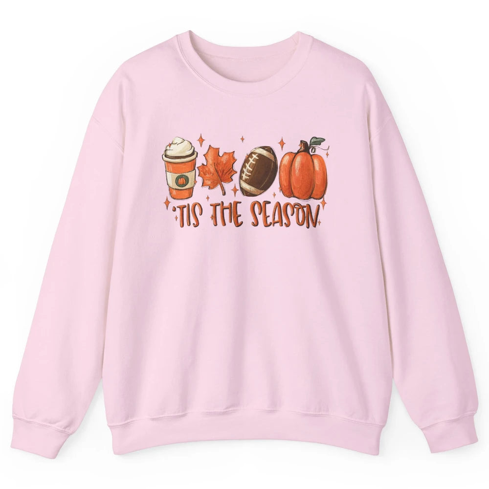 Pumpkin Spice Football Tis The Season Fall Thanksgiving Gift Unisex Crewneck Sweatshirt