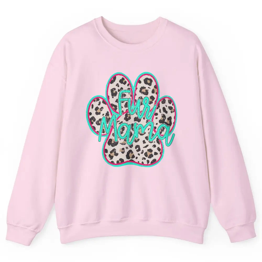 Retro Leopard Fur Mama Dog Paws Dog Mama Western Dog Mama Unisex Crewneck Sweatshirt