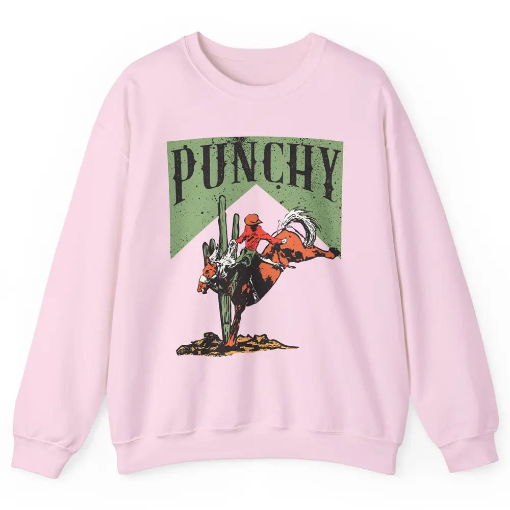 Retro Cowboy Rodeo Punchy Bucking Horse Western Country Unisex Crewneck Sweatshirt