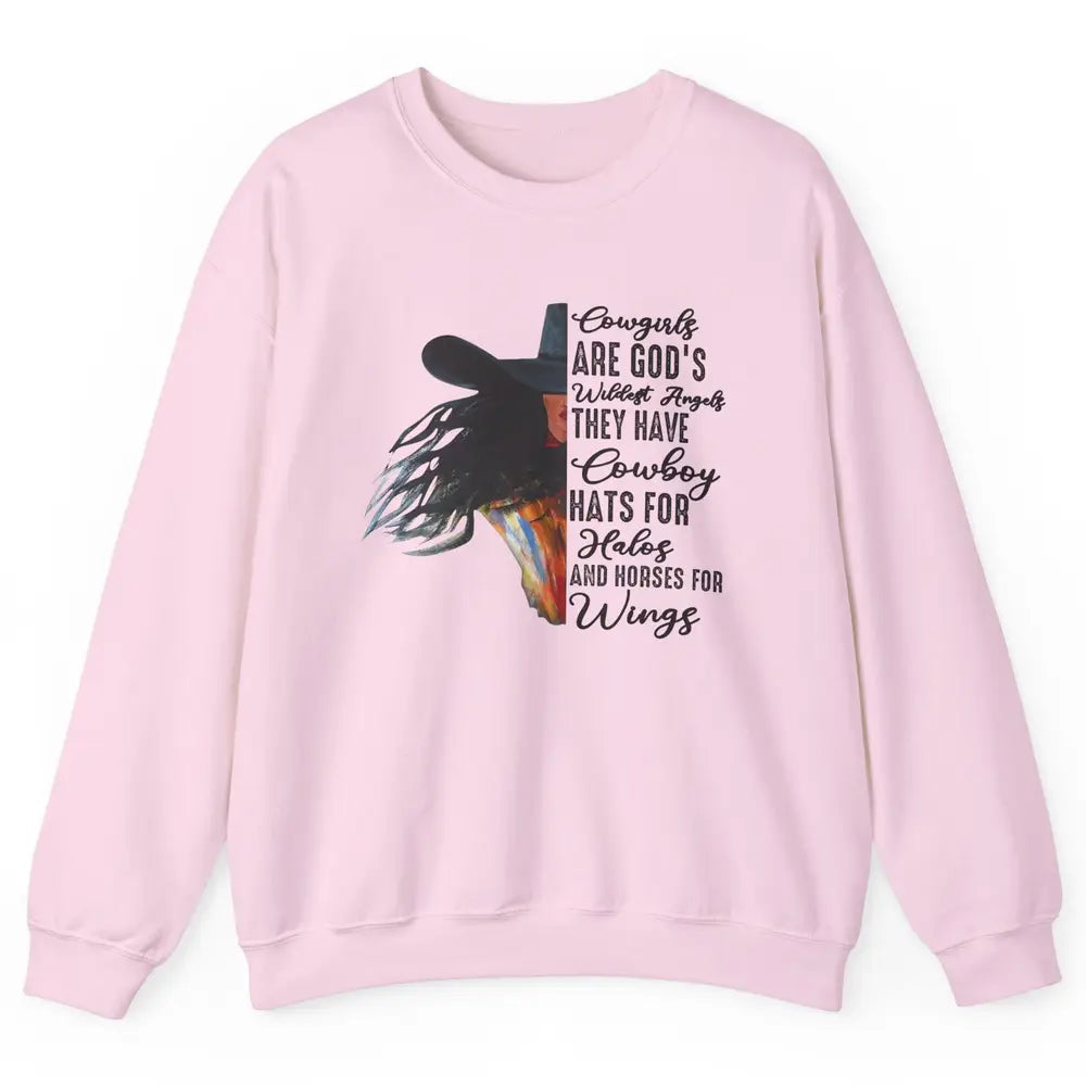 Retro Cowgirls Are God's Wildest Angel Western Country Rodeo Unisex Crewneck Sweatshirt