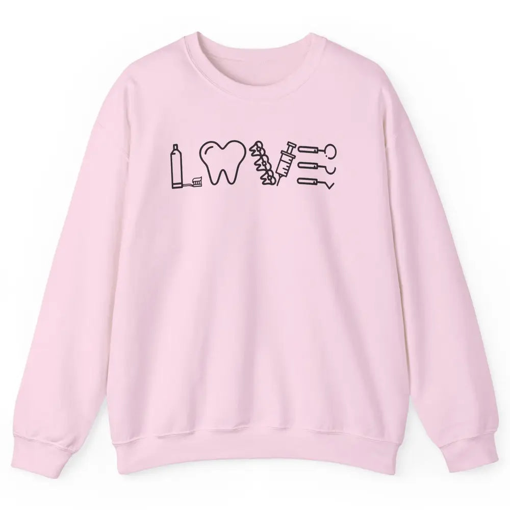 Retro Dental Hygienist Life Love Dental Tools Dentist Life Unisex Crewneck Sweatshirt