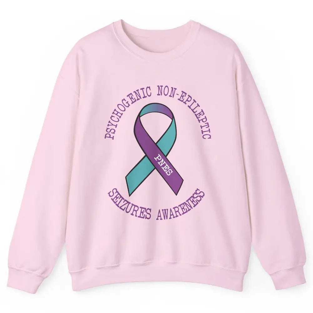 Psychogenic Non-epileptic Seizures PNES Purple Teal Ribbon Unisex Crewneck Sweatshirt