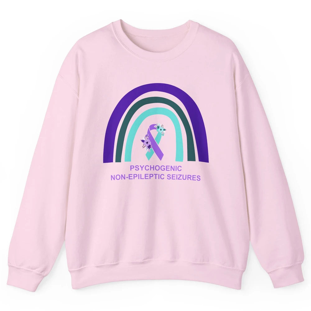 Psychogenic Non-epileptic Seizures PNES Purple Teal Rainbow Unisex Crewneck Sweatshirt