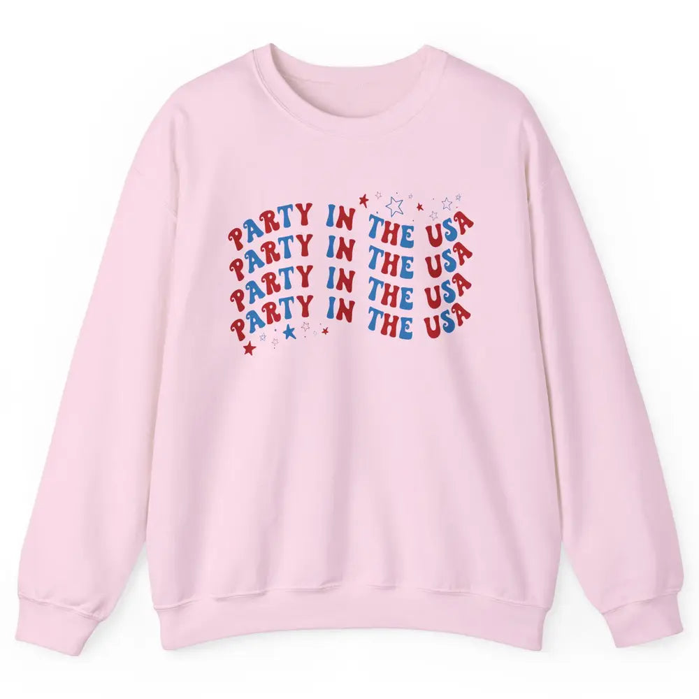 Retro July 4th Party In The USA Stripe Star American Patriot Unisex Crewneck Sweatshirt