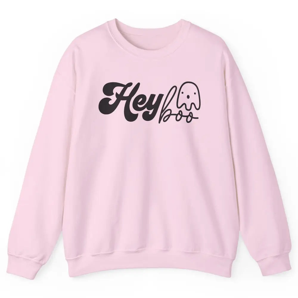 Funny Ghost Hey Boo Pumpkin Halloween Autumn Thanksgiving Unisex Crewneck Sweatshirt