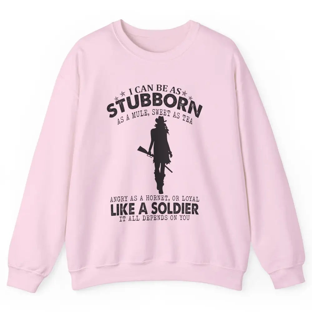 Retro Cowgirl Stubborn As Mule Sweet As Tea Western Country Unisex Crewneck Sweatshirt