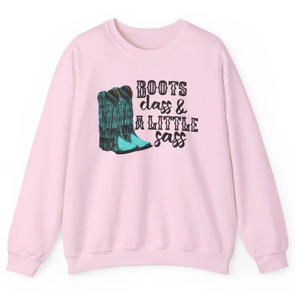Retro Cowgirl Boots Class Little Sass Cowboy Western Country Unisex Crewneck Sweatshirt