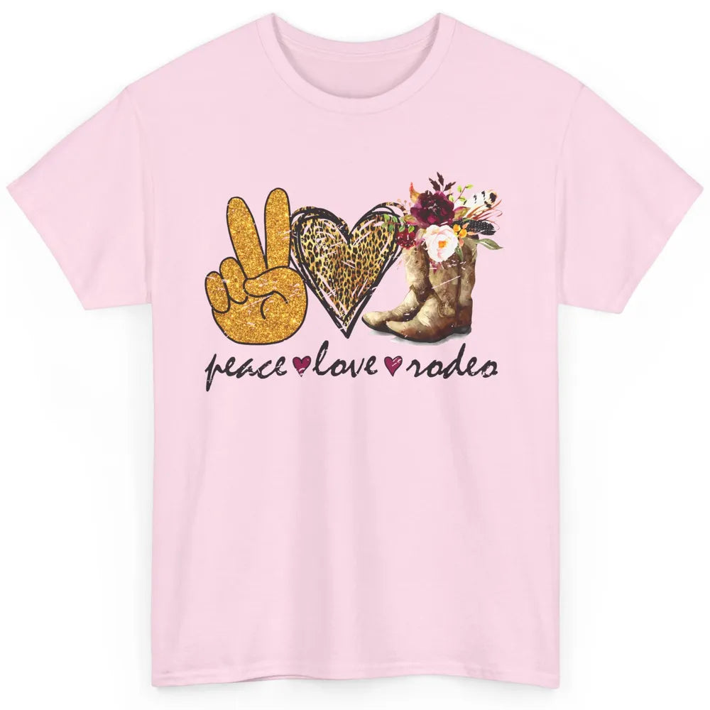 Retro Peace Love Rodeo Cowboy Boots Western Country Cowgirl Classic Unisex T-Shirt