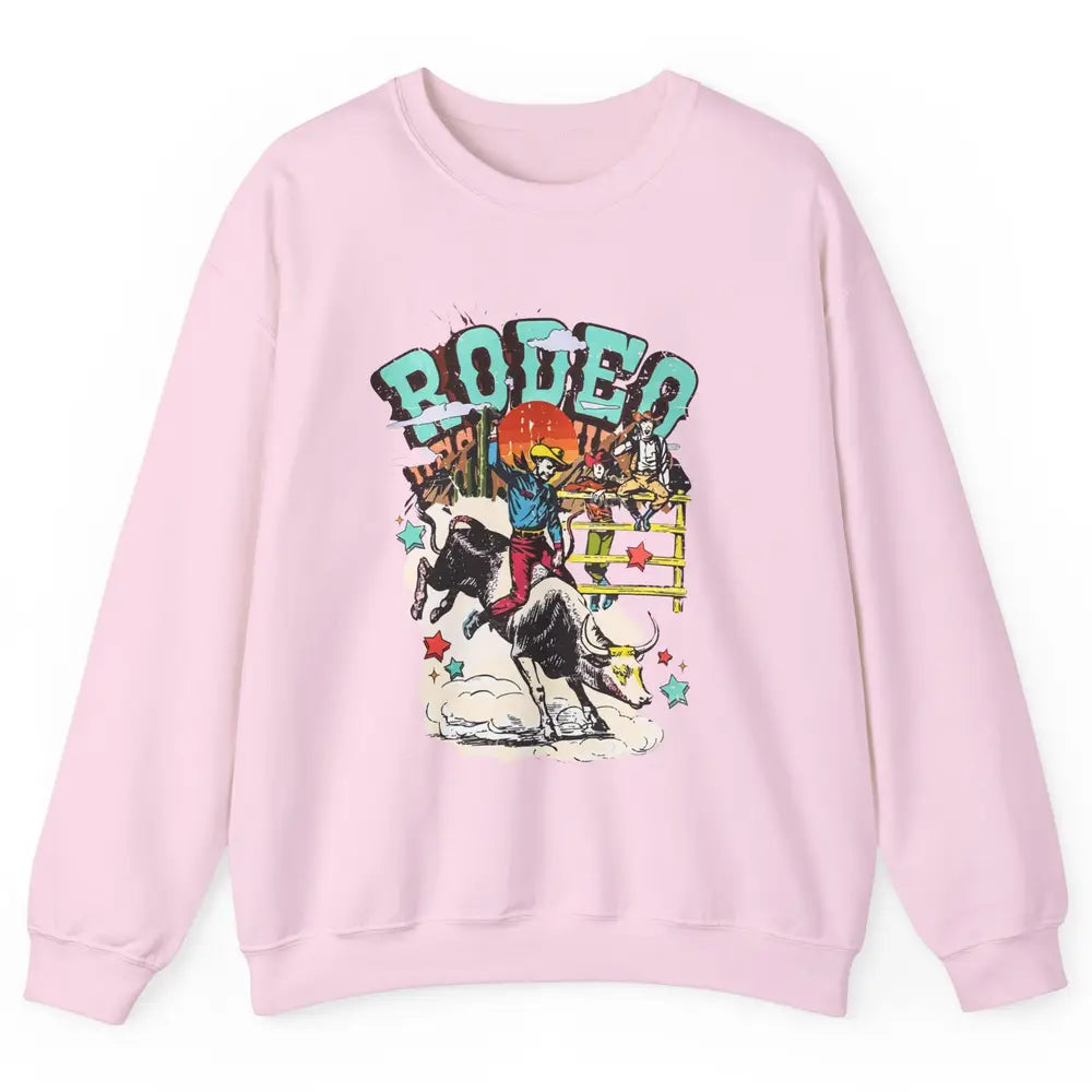 Retro Cowboy Horsing Rodeo Dad Bull Racing Western Country Unisex Crewneck Sweatshirt