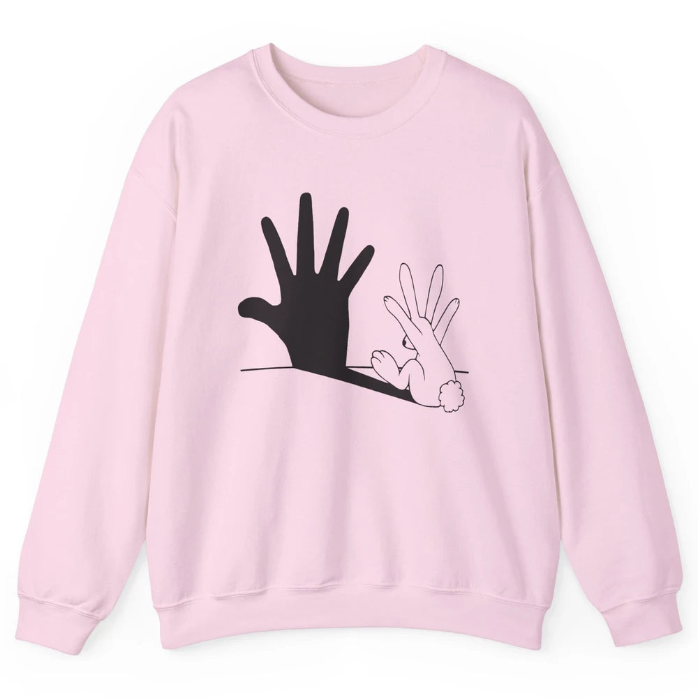 Rabbit Hand Shadow Funny Life Jokes Funny Rabbit Bunny Lover Unisex Crewneck Sweatshirt