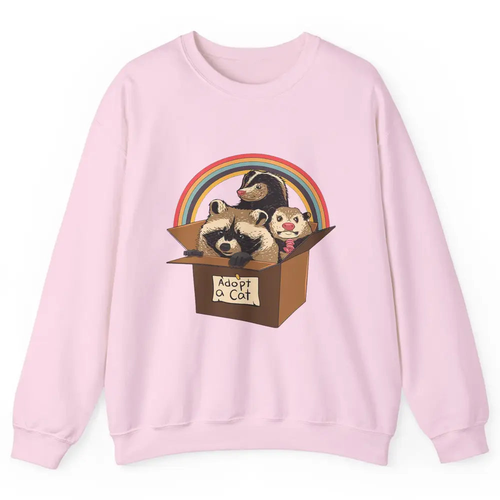 Retro Adopt A Cat Raccoon Panda Skunk Possum Adoption Street Unisex Crewneck Sweatshirt