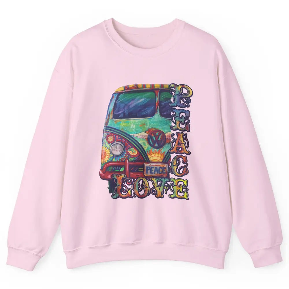 Peace And Love Hippie Van Peacemobile Vintage Gift Camping Unisex Crewneck Sweatshirt