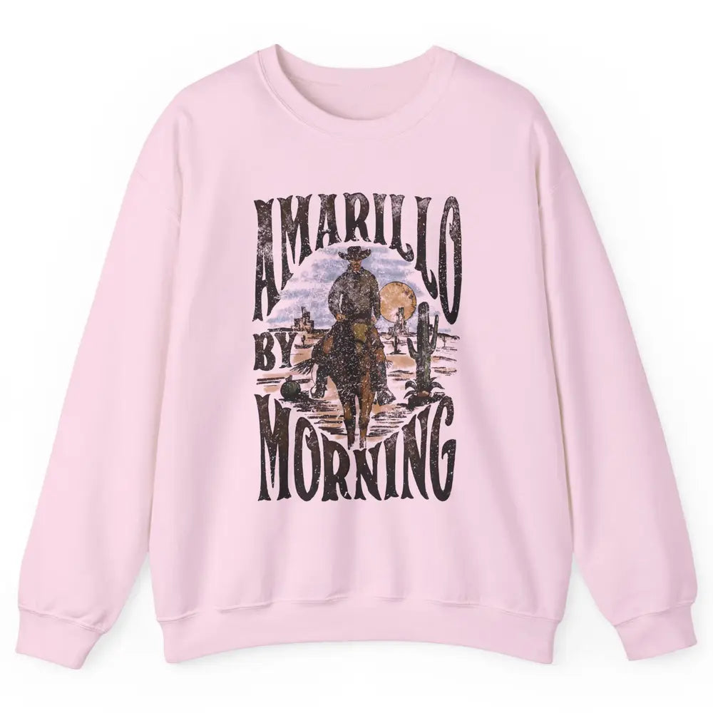Retro Cowboy Riding Horse Desert Amarillo By Morning Western Unisex Crewneck Sweatshirt