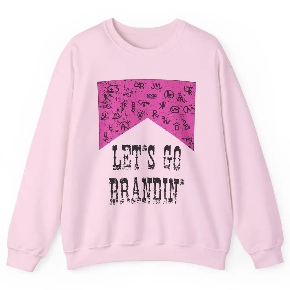 Retro Cowboy Hat Let's Go Brandin' Western Country Symbols Unisex Crewneck Sweatshirt