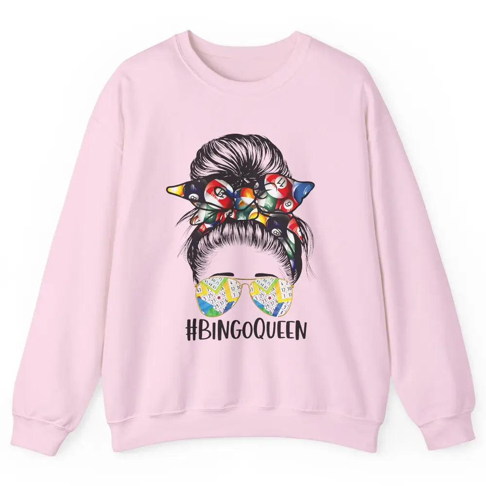 Bingo Life Messy Bun Bandana Gambling Lucky Bingo Player Unisex Crewneck Sweatshirt