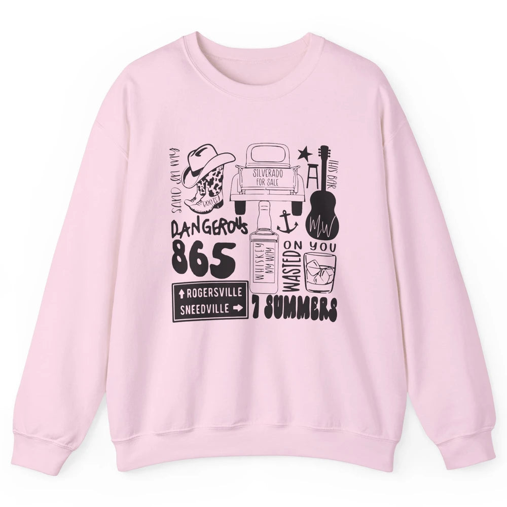 Retro Cowboy Boot Hat Sand In My Boots Western Country Music Unisex Crewneck Sweatshirt