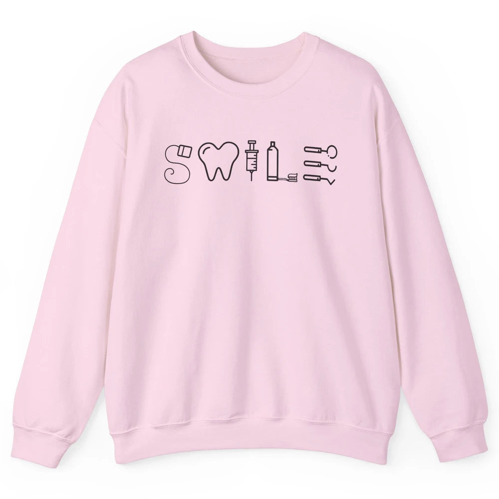 Retro Dental Hygienist Life Smile Dental Tools Dentist Life Unisex Crewneck Sweatshirt