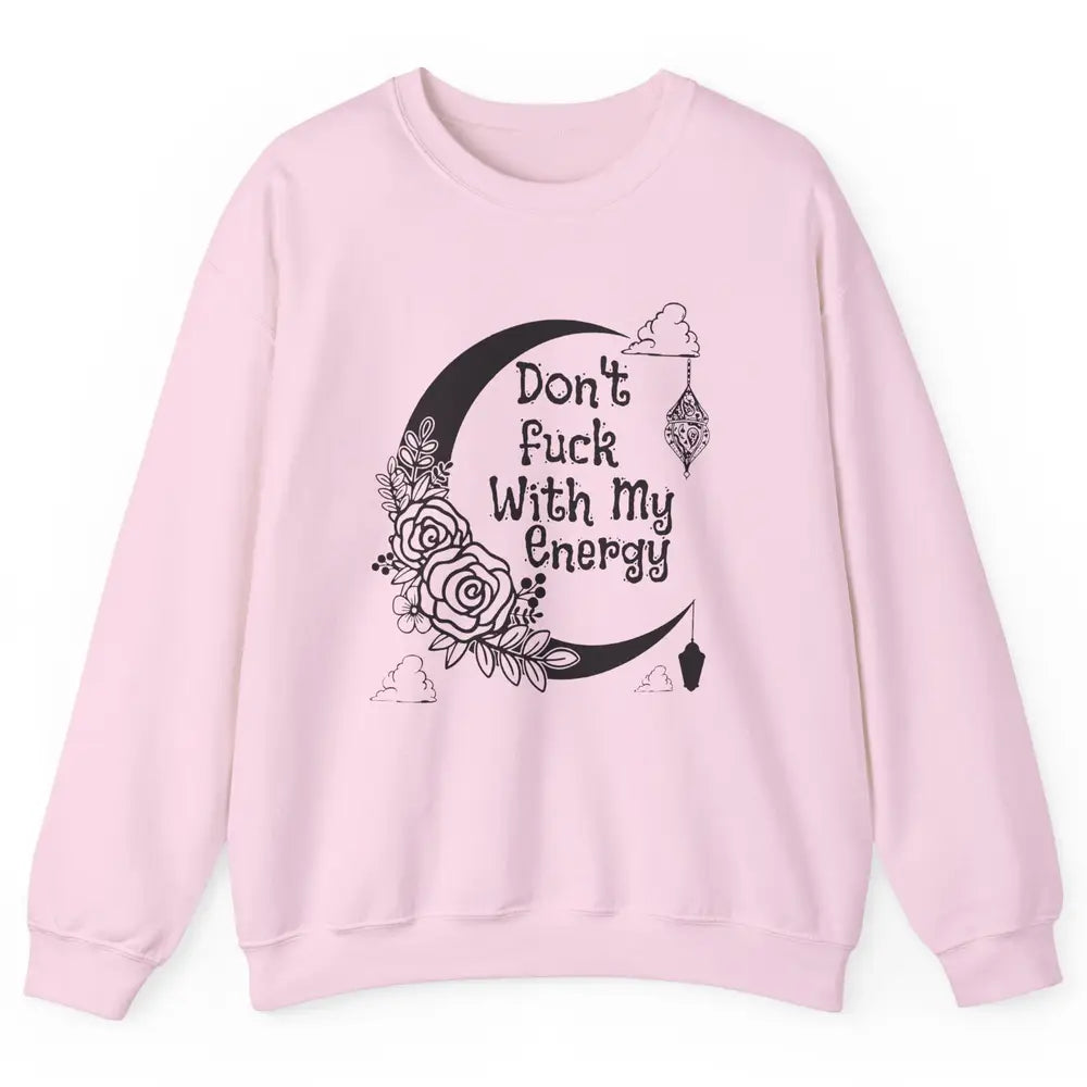 Retro Moon Witchy Don't Mess With My Energy Halloween Witch Unisex Crewneck Sweatshirt