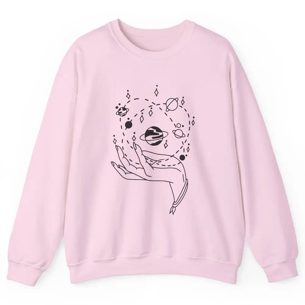 Planets Witch Hand Solar System Astrology Space Astronauts Unisex Crewneck Sweatshirt
