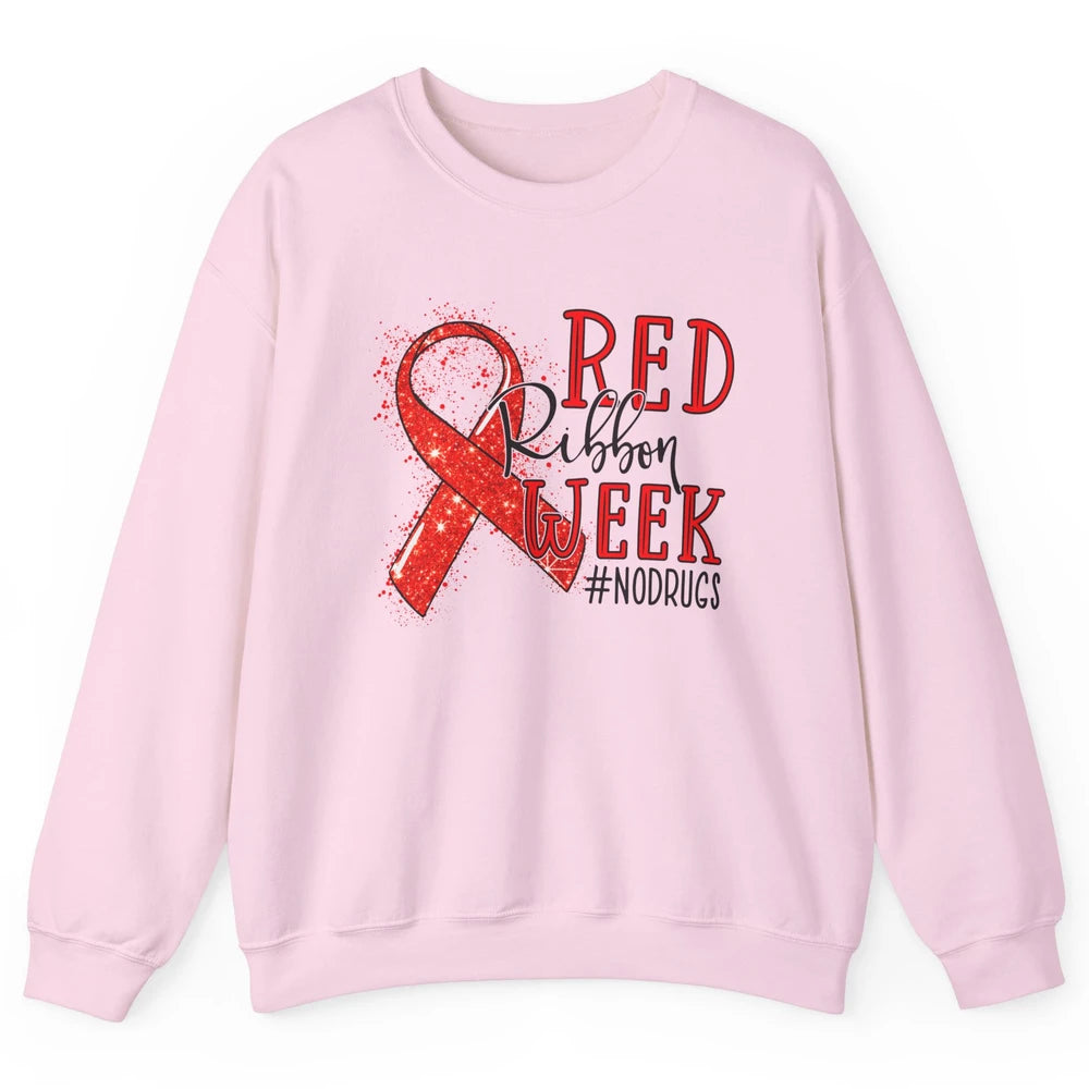 October Red Ribbon Week Awareness No Drugs Drug Free Unisex Crewneck Sweatshirt