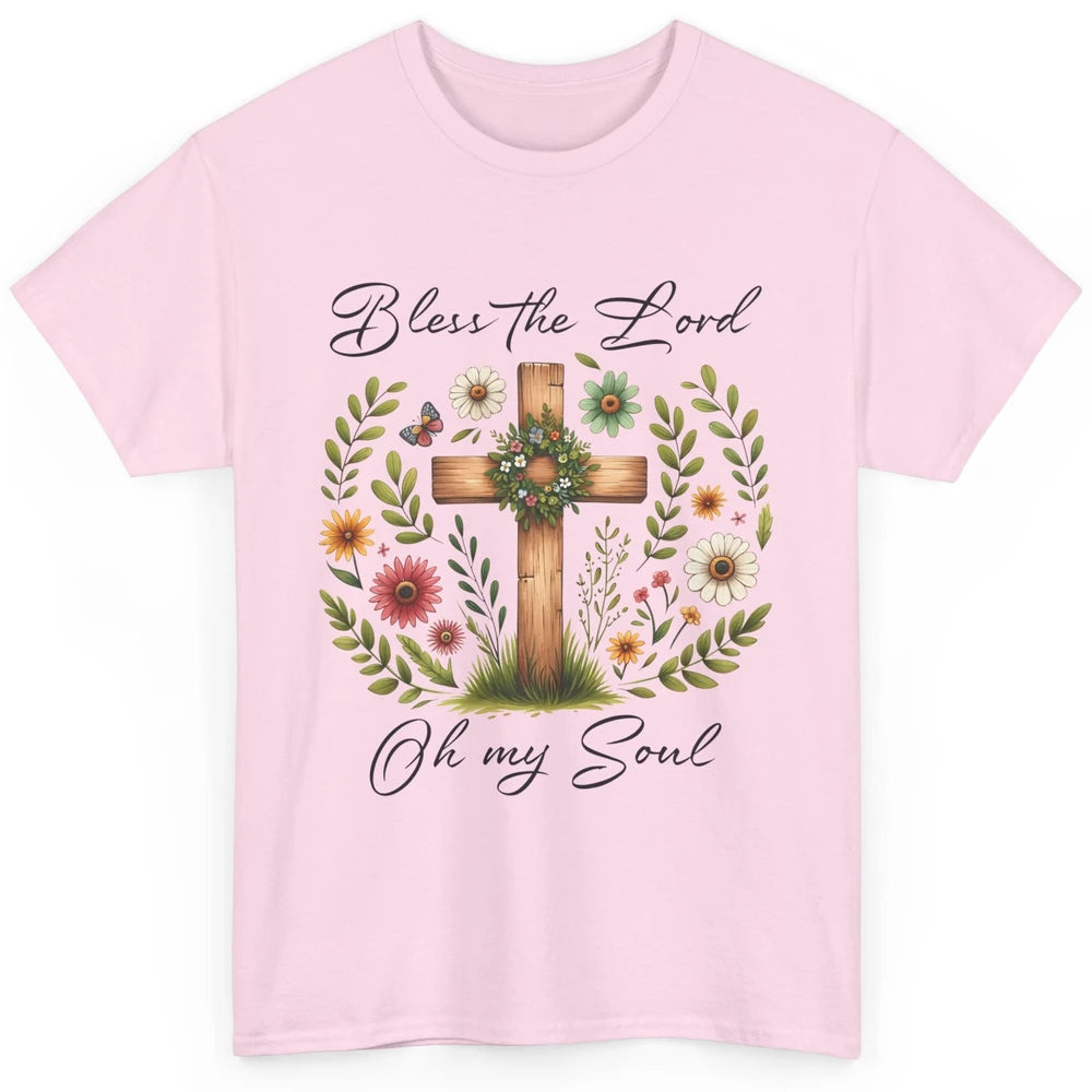 Bible Verse Bless The Lord Oh My Soul Christian Cross Retro Jesus Christ Church Classic Unisex T-Shirt