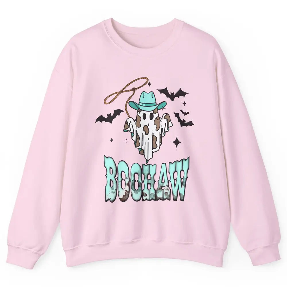 Retro Halloween Boohaw Cowboy Ghost Spooky Western Halloween Unisex Crewneck Sweatshirt