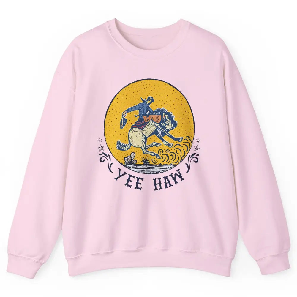 Retro Cowboy Yeehaw Western Country Cowgirls Horse Lovers Unisex Crewneck Sweatshirt