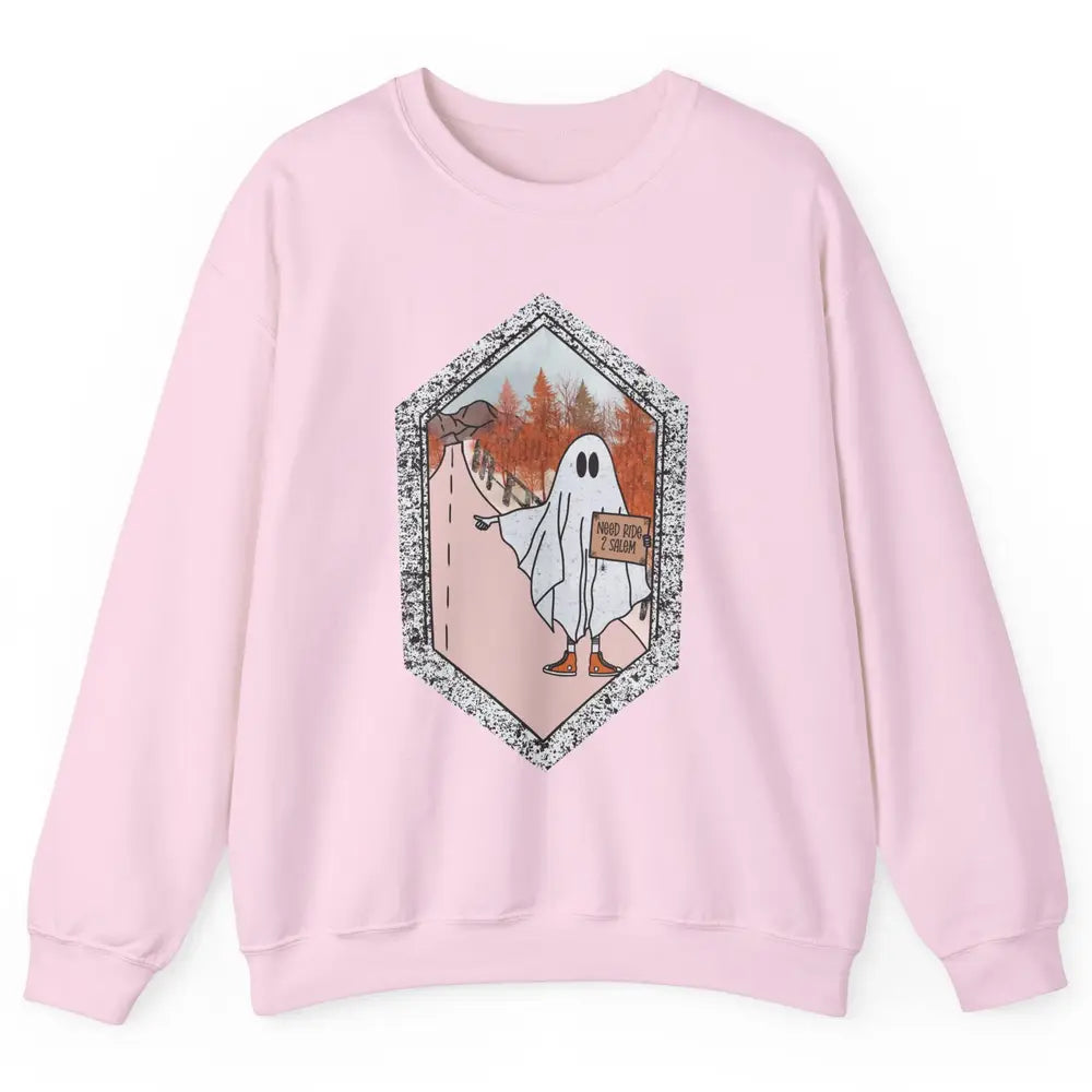 Funny Ghost Need Ride To Salem Witch Halloween Costume Unisex Crewneck Sweatshirt