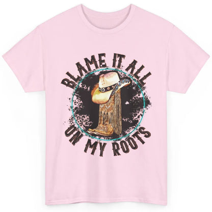 Retro Leopard Cowboy Boots Blame It On My Roots Western Girl Classic Unisex T-Shirt