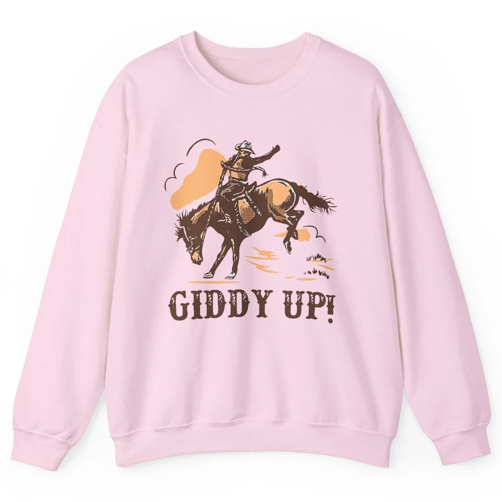 Retro Cowboy Rodeo Giddy Up Hold Your Horses Western Country Unisex Crewneck Sweatshirt