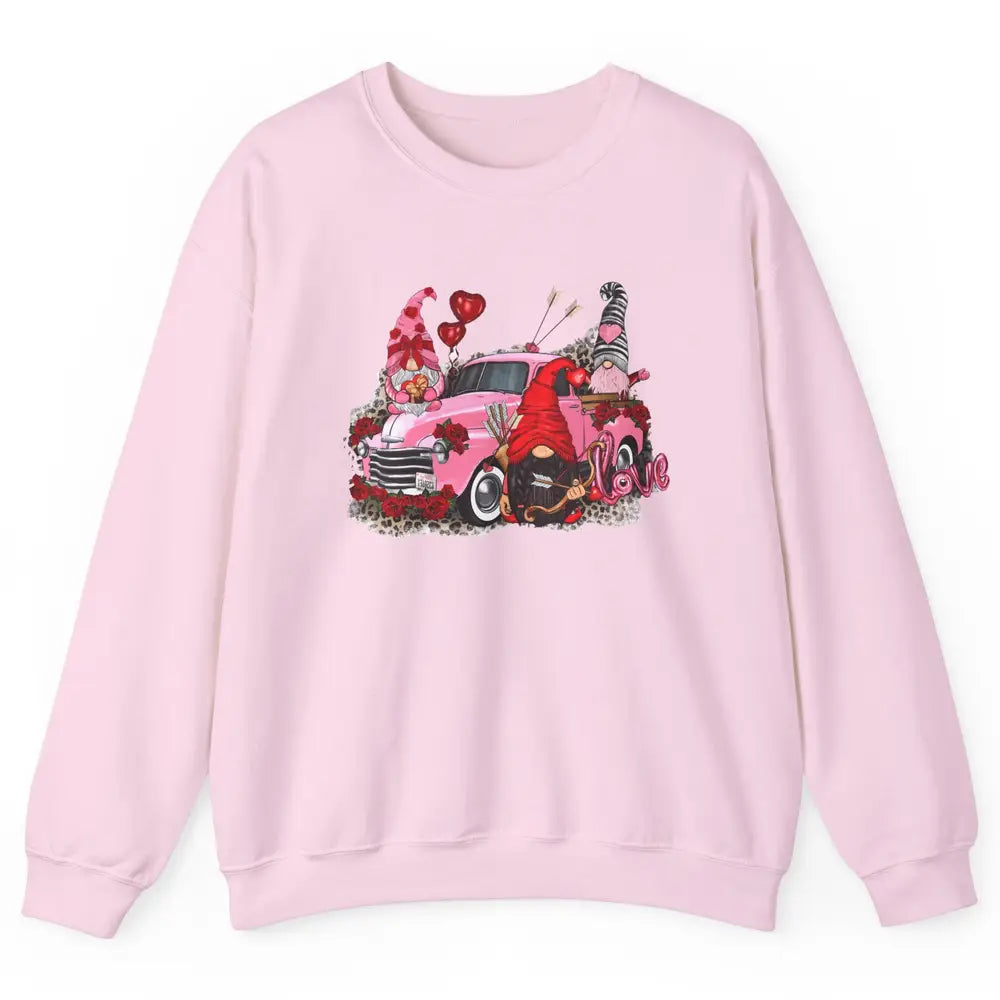 Pink Gnomes Truck Valentines Loads Of Love Western Valentine Unisex Crewneck Sweatshirt