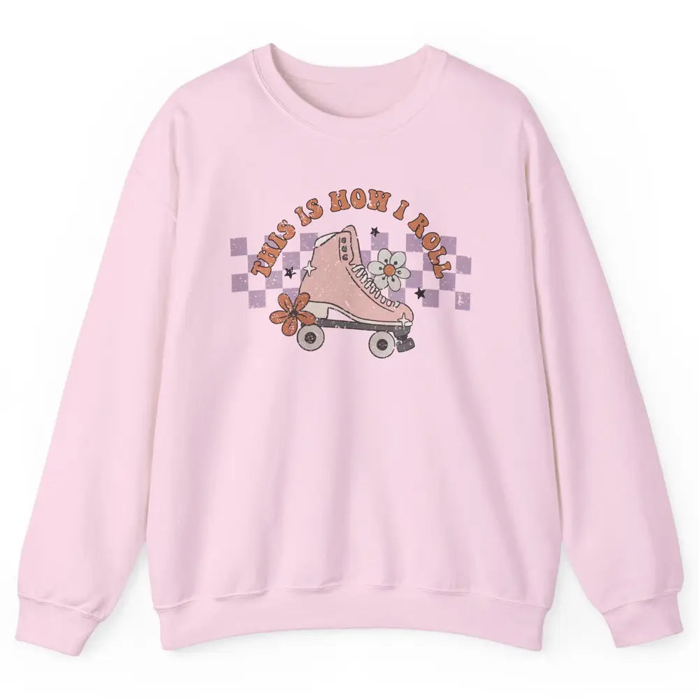 Retro Boho Roller Skate Groovy Daisy Skateboard Skater Gift Unisex Crewneck Sweatshirt