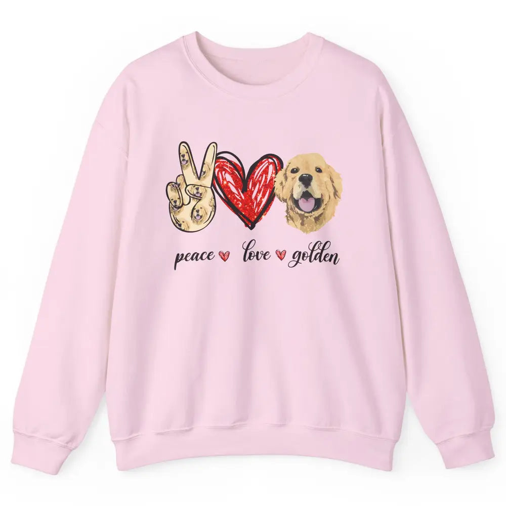Peace Love Golden Dog Lover Golden Retriever Dad Mom Gift Unisex Crewneck Sweatshirt