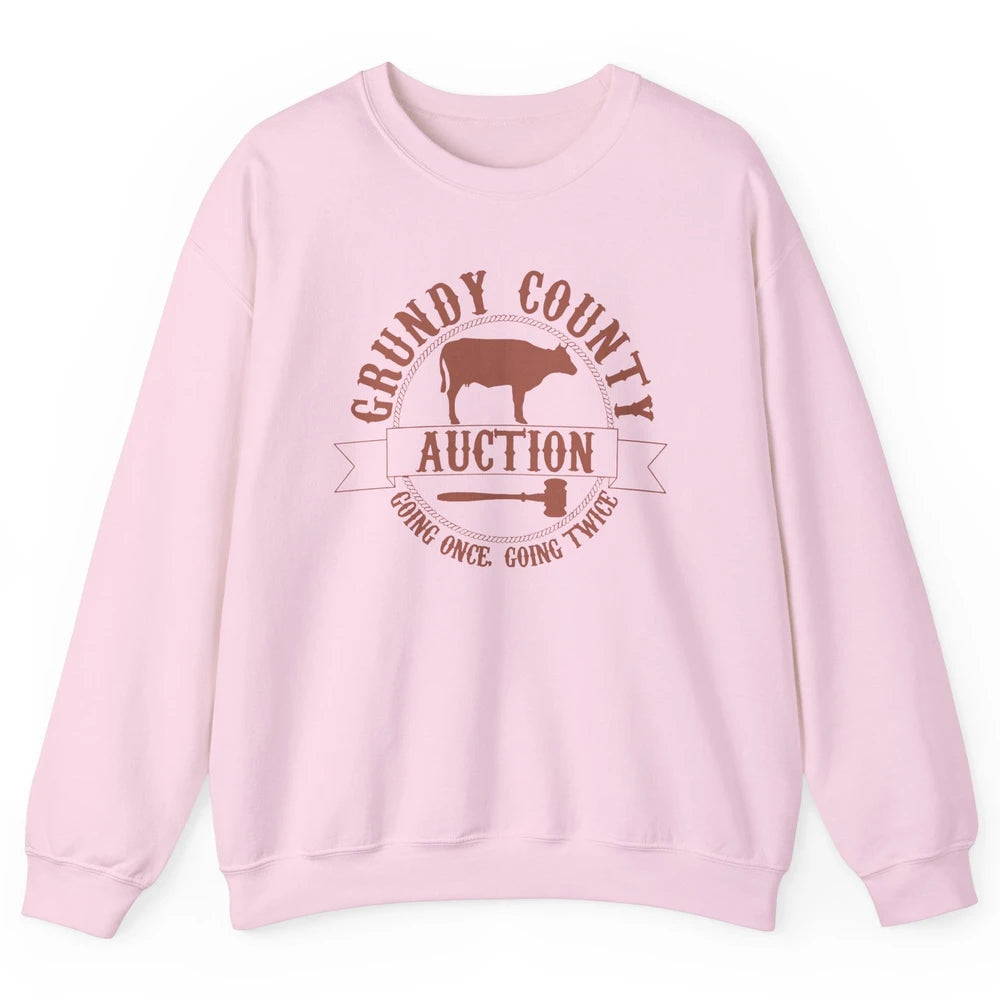 Retro Cow Cattle Grundy County Auction Western Country Farm Unisex Crewneck Sweatshirt