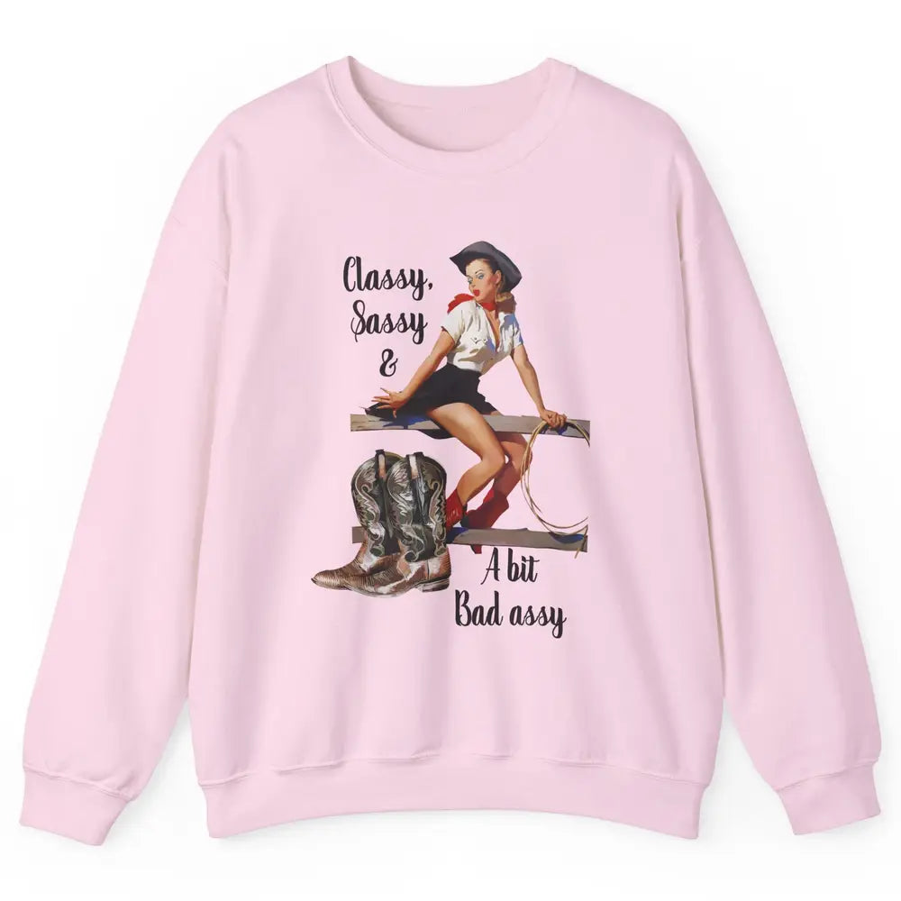 Retro Cowgirl Boots Classy Sassy Western Country Cowboy Gift Unisex Crewneck Sweatshirt