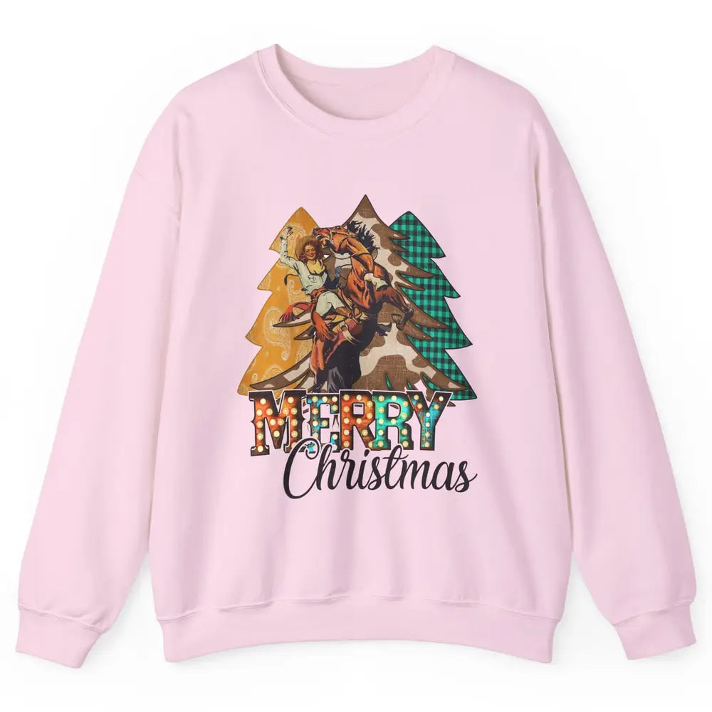 Rodeo Mom Cowgirl Christmas Tree Western Country Cowboy Gift Unisex Crewneck Sweatshirt