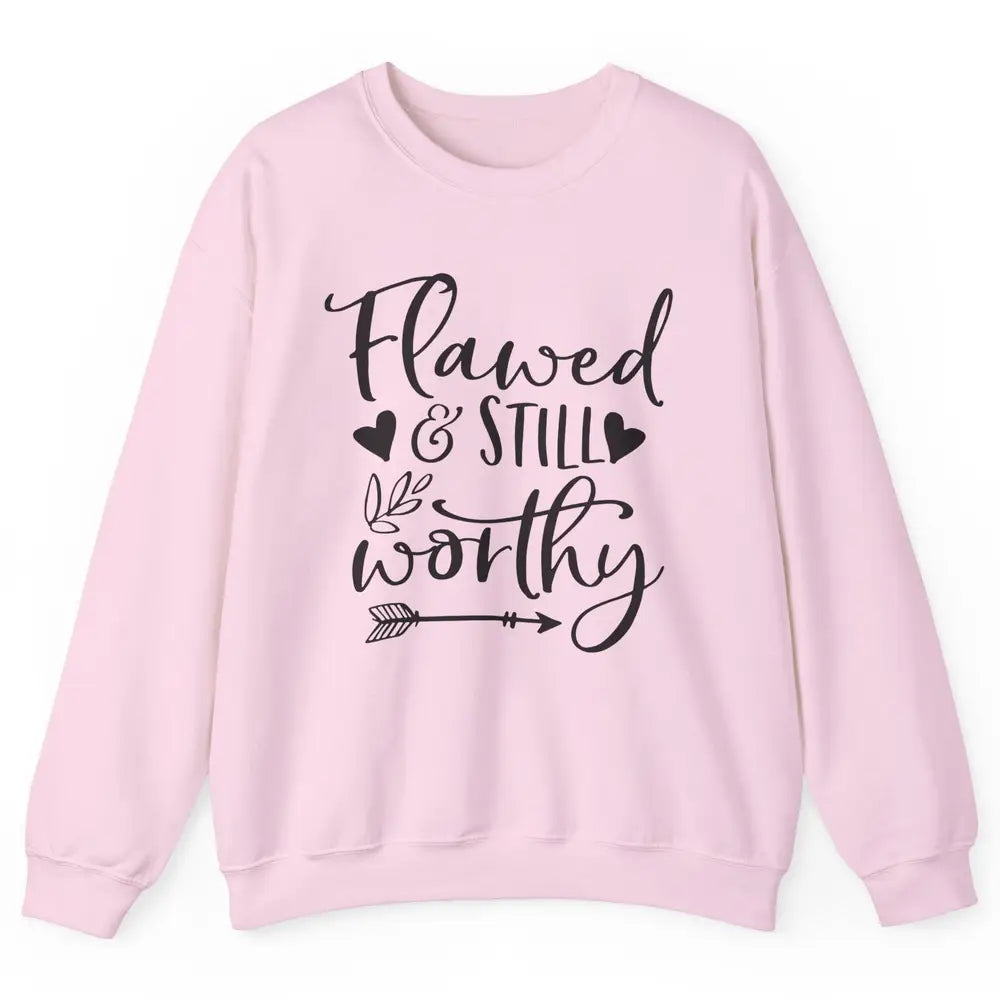 Retro Flawed But Still Worthy Bible Christian Religious Unisex Crewneck Sweatshirt