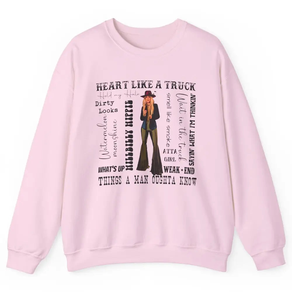 Retro Cowgirl He Said Wait In The Truck Western Country Unisex Crewneck Sweatshirt